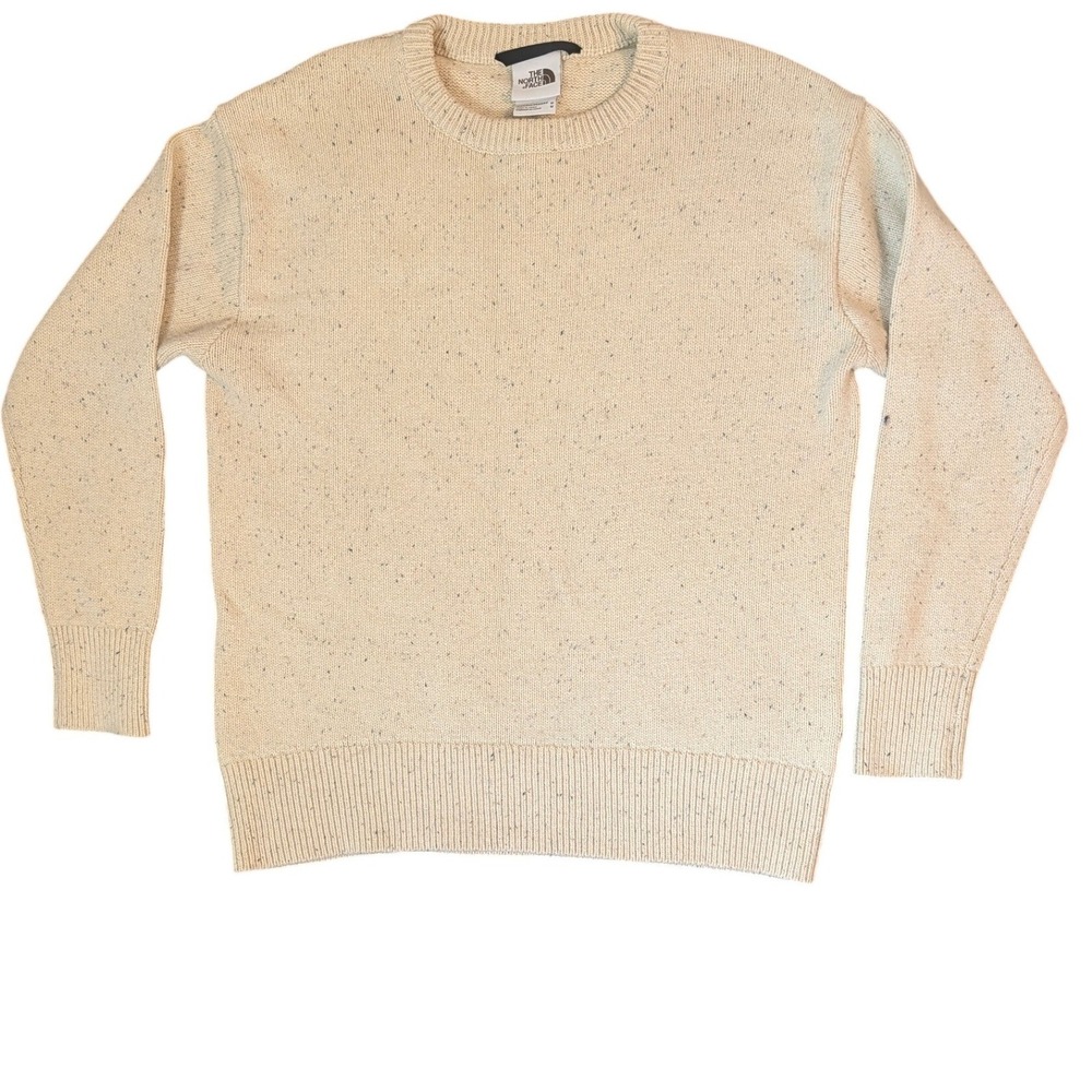 The North Face Womens M Donegal Fleck Cotton Wool Blend Crewneck Sweater Cream